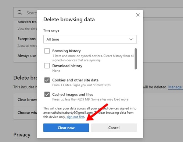 Clear the Browser Cache & Cookies