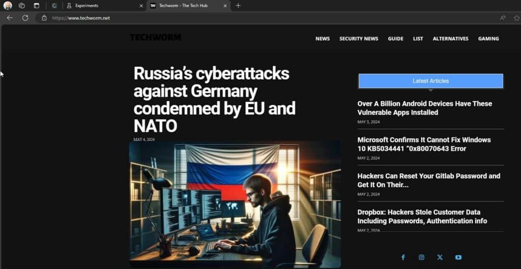 Dark mode edge flag