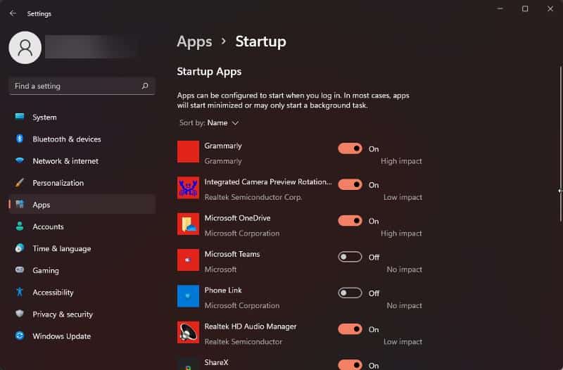 Disable startup apps
