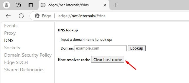 Clear host cache