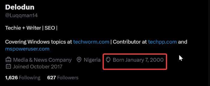 Find someone's birthday online using Twitter
