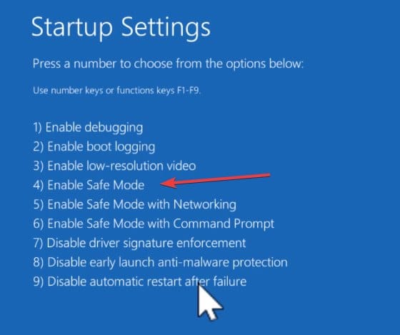 Use Safe mode