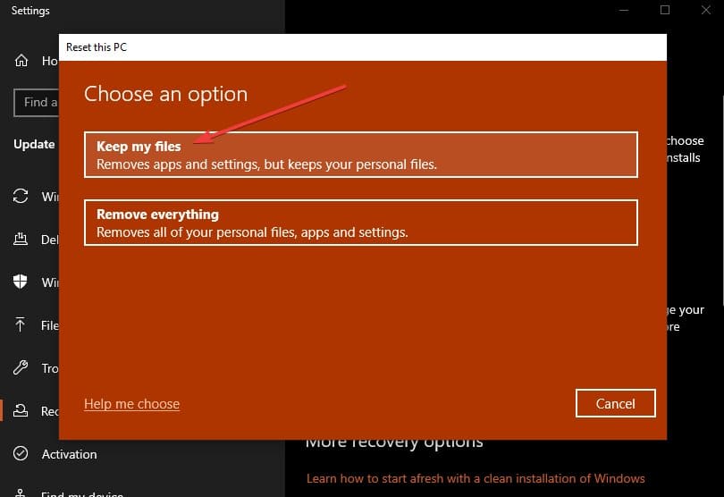 reset the pc