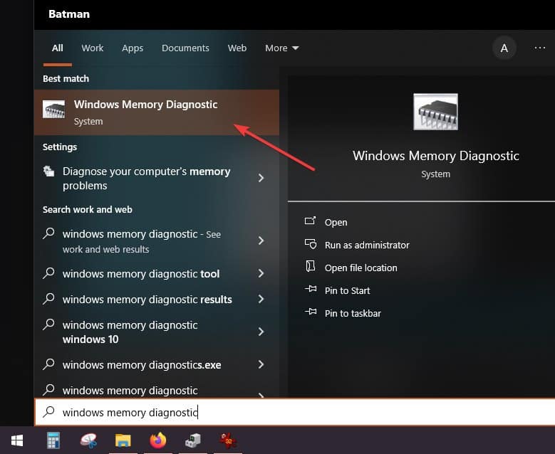 run memory diagnostics test