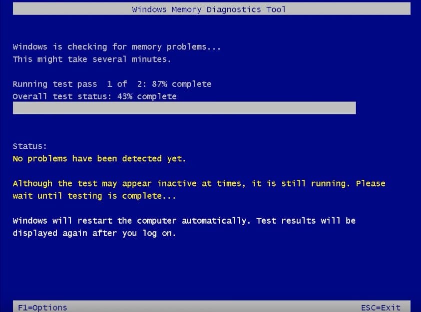 run memory diagnostics test