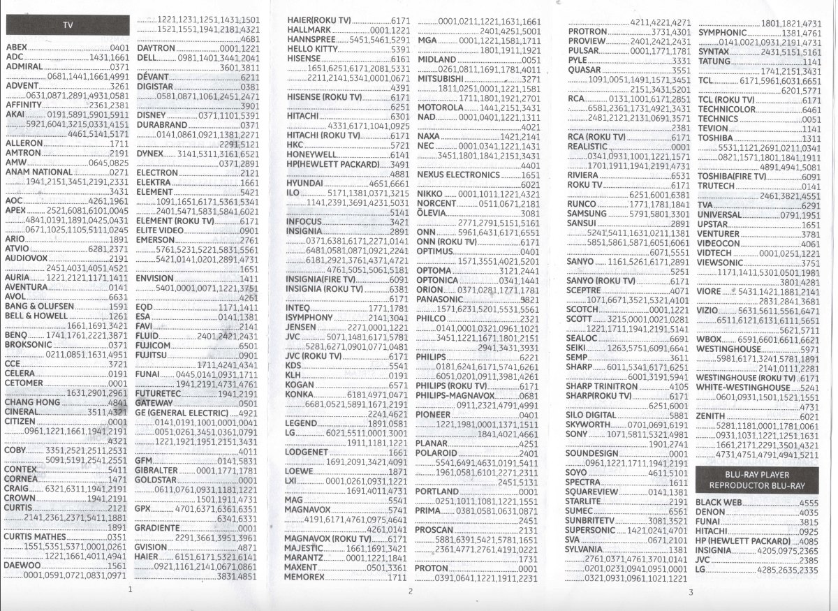 GE 2 universal remote codes