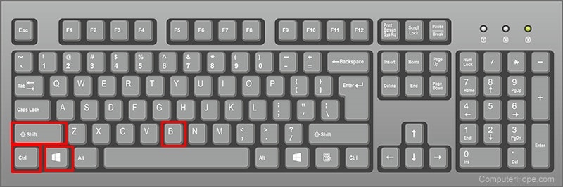 CTRL + WINDOWS + SHIFT + B Keyboard shortcut