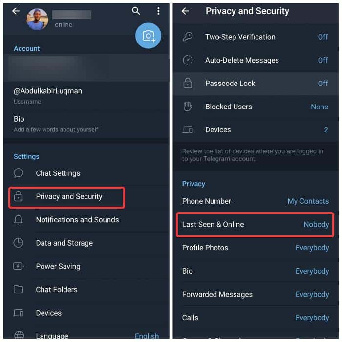 Last Seen Settings