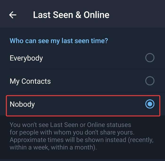 Change Last Seen Settings
