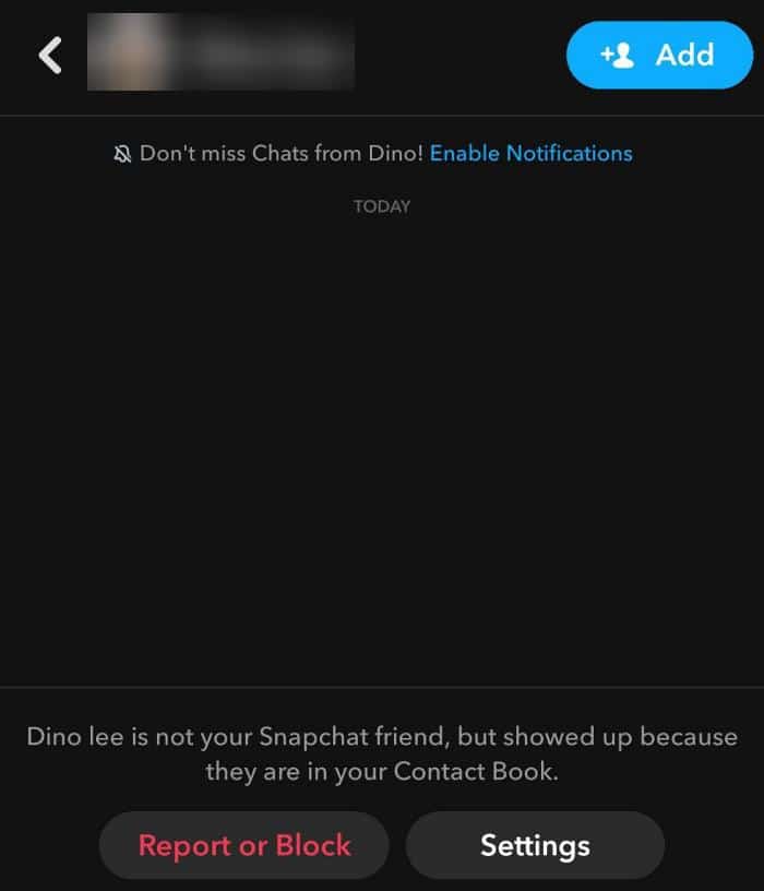 X appearing next to a name on Snapchat