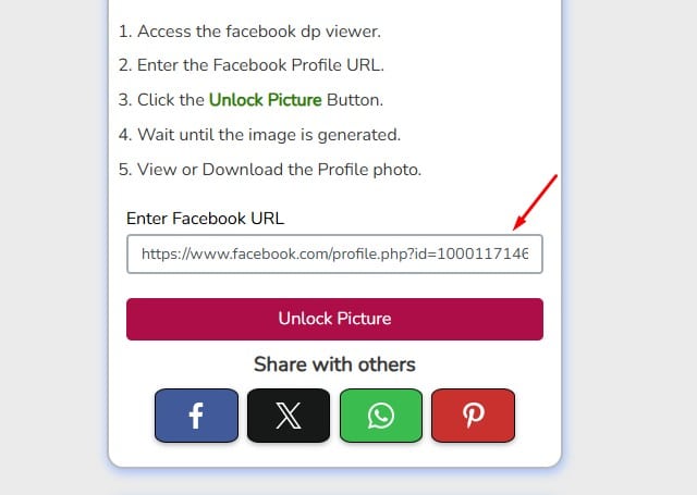 paste the profile link