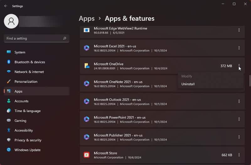 Uninstall apps to debloat Windows 11