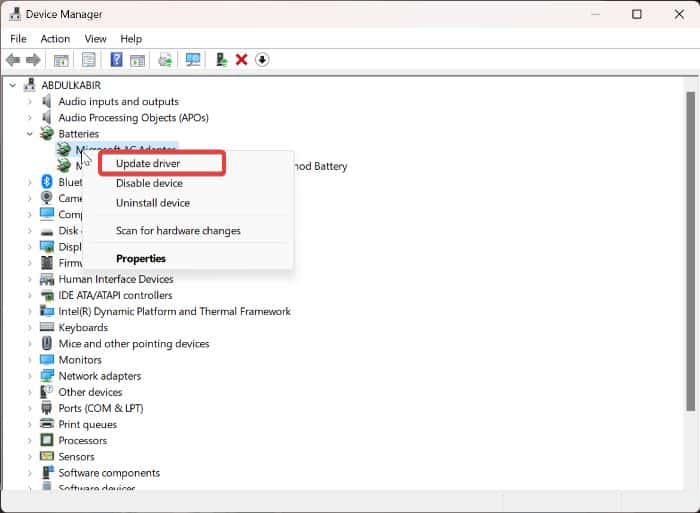 Update Battery Driver