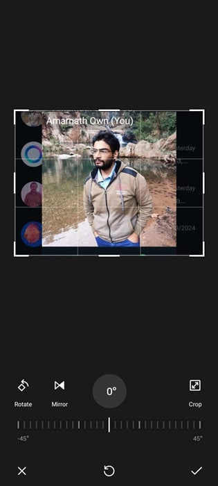 crop the profile picture
