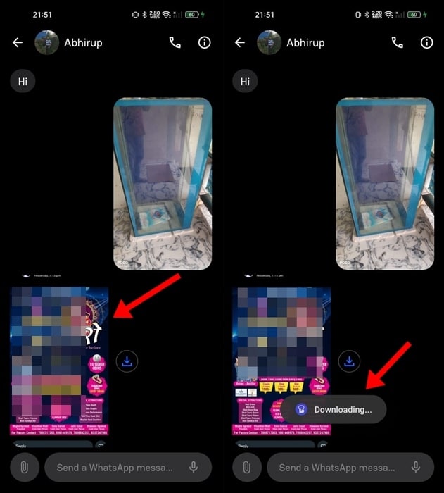 download the View Once media file