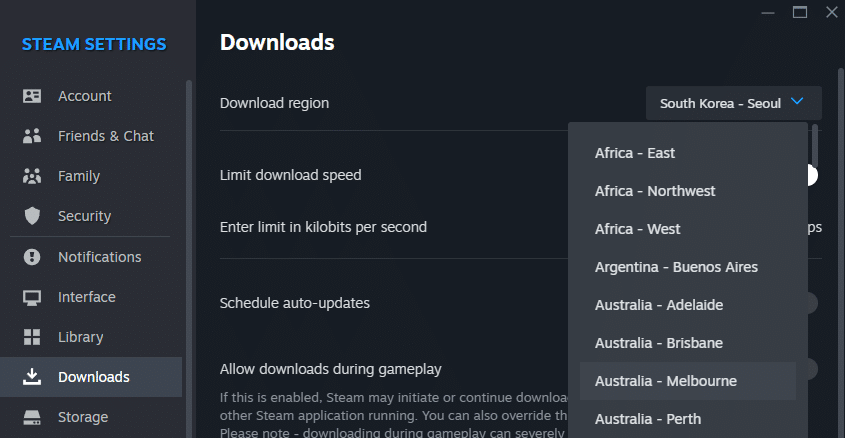 Change Steam Region