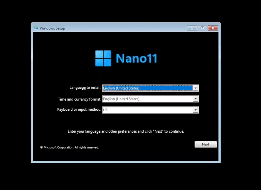 install Nano11 on PC