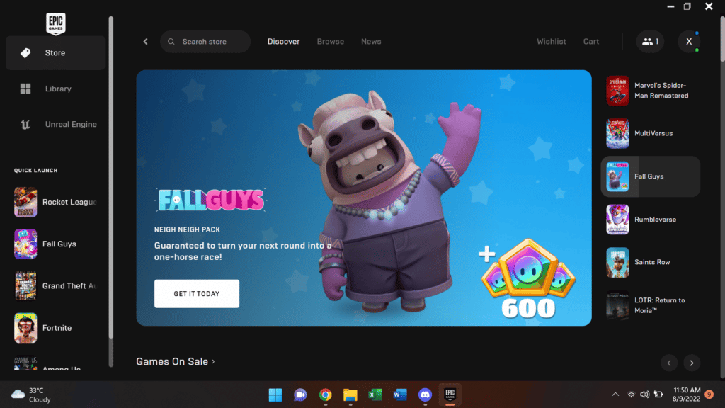 Best Websites to download PC Games: Epic Games