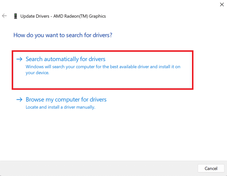search for drivers automatically in device manager
