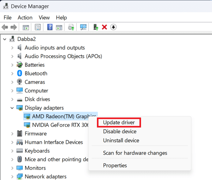 select a device to update its drivers